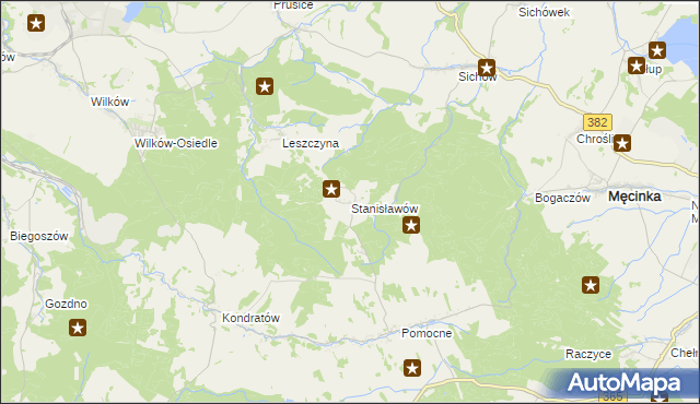 mapa Stanisławów gmina Męcinka, Stanisławów gmina Męcinka na mapie Targeo