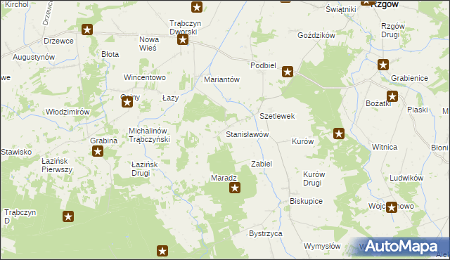 mapa Stanisławów gmina Zagórów, Stanisławów gmina Zagórów na mapie Targeo