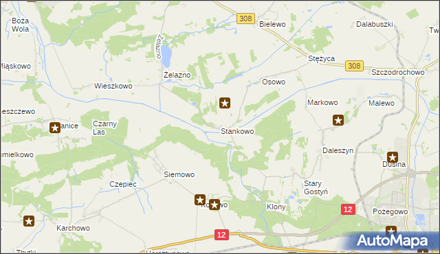 mapa Stankowo gmina Gostyń, Stankowo gmina Gostyń na mapie Targeo