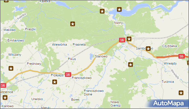 mapa Stanowo gmina Iława, Stanowo gmina Iława na mapie Targeo