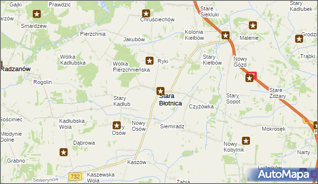 mapa Stara Błotnica, Stara Błotnica na mapie Targeo