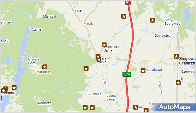 mapa Stara Jania, Stara Jania na mapie Targeo