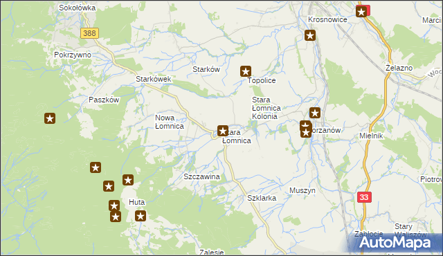 mapa Stara Łomnica, Stara Łomnica na mapie Targeo