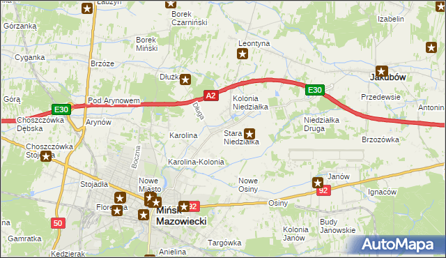 mapa Stara Niedziałka, Stara Niedziałka na mapie Targeo