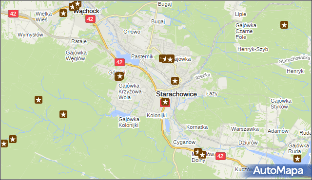 mapa Starachowic, Starachowice na mapie Targeo