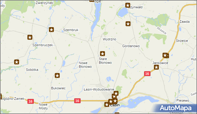 mapa Stare Błonowo, Stare Błonowo na mapie Targeo