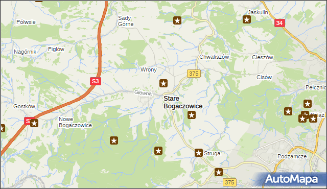 mapa Stare Bogaczowice, Stare Bogaczowice na mapie Targeo
