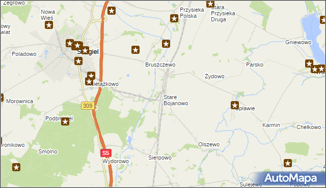 mapa Stare Bojanowo, Stare Bojanowo na mapie Targeo