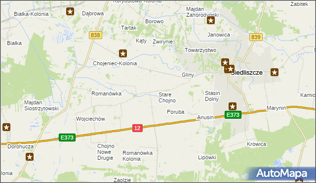 mapa Stare Chojno, Stare Chojno na mapie Targeo