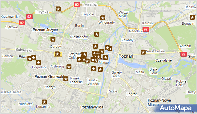 mapa Stare Miasto gmina Poznań, Stare Miasto gmina Poznań na mapie Targeo