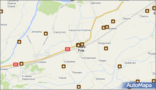 mapa Stare Pole powiat malborski, Stare Pole powiat malborski na mapie Targeo