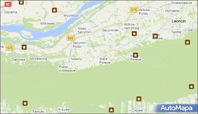 mapa Stare Polesie gmina Leoncin, Stare Polesie gmina Leoncin na mapie Targeo