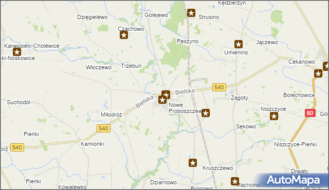 mapa Stare Proboszczewice, Stare Proboszczewice na mapie Targeo