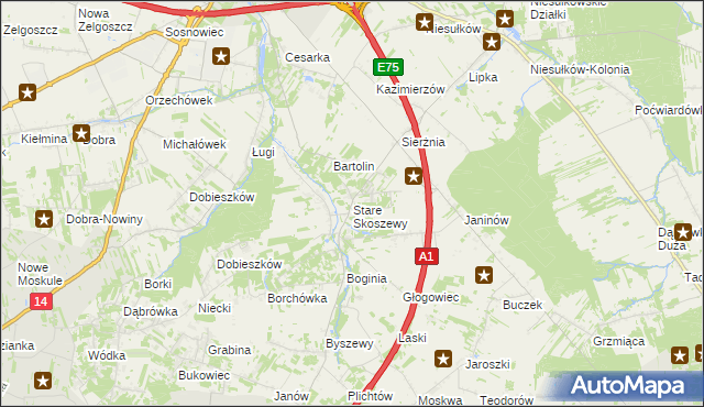 mapa Stare Skoszewy, Stare Skoszewy na mapie Targeo