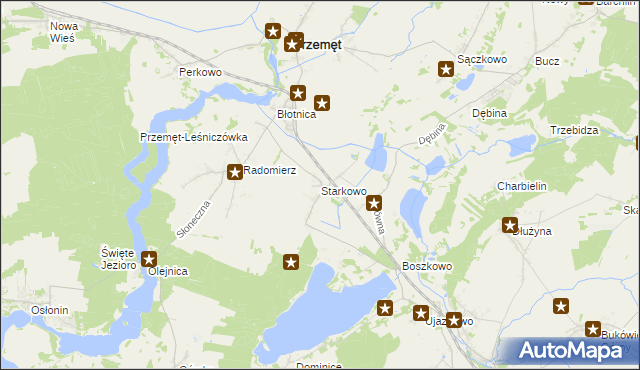 mapa Starkowo gmina Przemęt, Starkowo gmina Przemęt na mapie Targeo