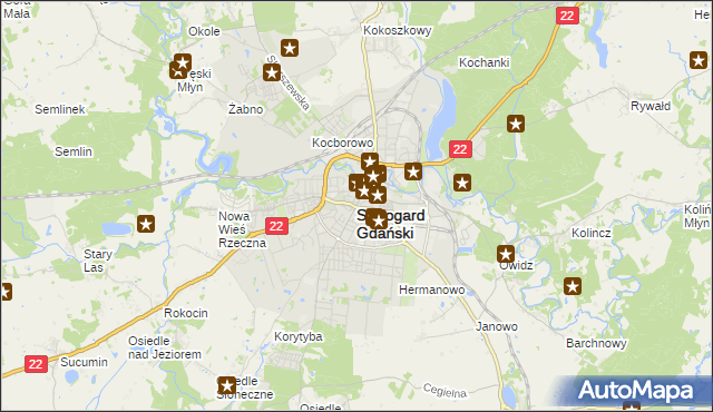 mapa Starogard Gdański, Starogard Gdański na mapie Targeo