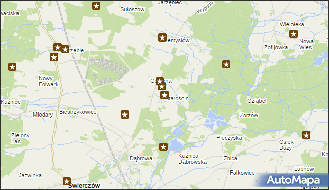 mapa Starościn gmina Świerczów, Starościn gmina Świerczów na mapie Targeo