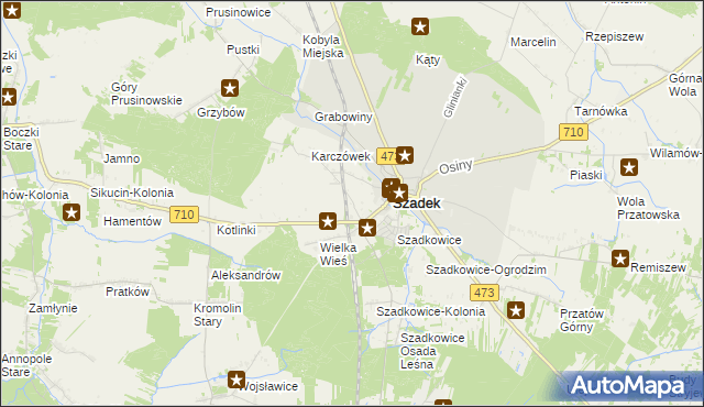 mapa Starostwo Szadek, Starostwo Szadek na mapie Targeo