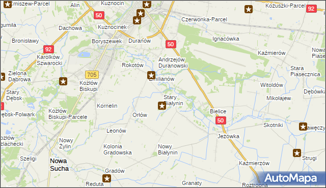 mapa Stary Białynin, Stary Białynin na mapie Targeo