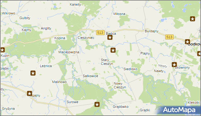 mapa Stary Cieszyn, Stary Cieszyn na mapie Targeo