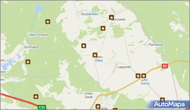 mapa Stary Dwór gmina Trzciel, Stary Dwór gmina Trzciel na mapie Targeo