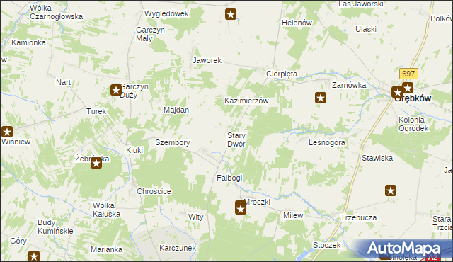 mapa Stary Dwór gmina Wierzbno, Stary Dwór gmina Wierzbno na mapie Targeo