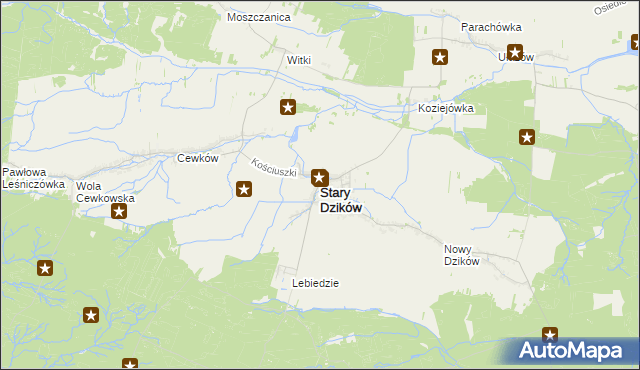 mapa Stary Dzików, Stary Dzików na mapie Targeo