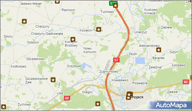 mapa Stary Komunin, Stary Komunin na mapie Targeo