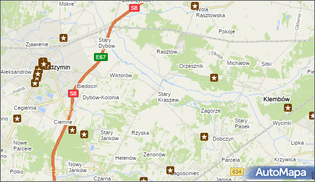 mapa Stary Kraszew, Stary Kraszew na mapie Targeo