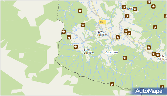 mapa Stary Łupków, Stary Łupków na mapie Targeo