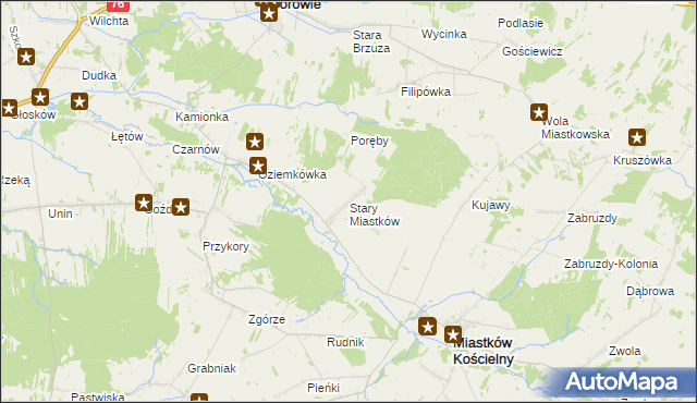 mapa Stary Miastków, Stary Miastków na mapie Targeo