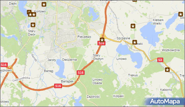 mapa Stary Olsztyn, Stary Olsztyn na mapie Targeo