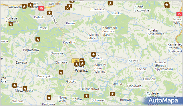 mapa Stary Wiśnicz, Stary Wiśnicz na mapie Targeo