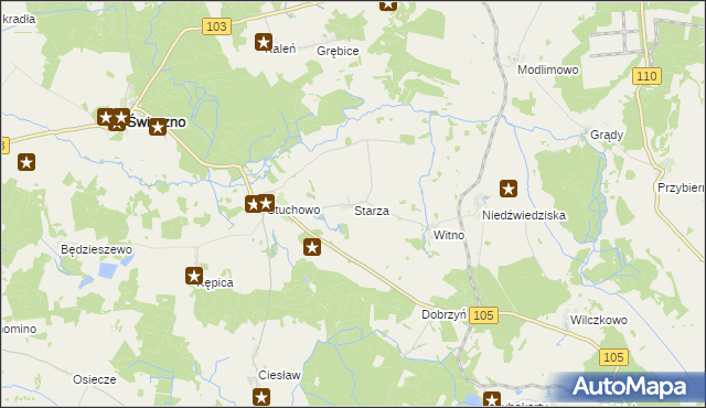 mapa Starza gmina Świerzno, Starza gmina Świerzno na mapie Targeo