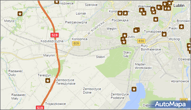 mapa Stasin gmina Konopnica, Stasin gmina Konopnica na mapie Targeo