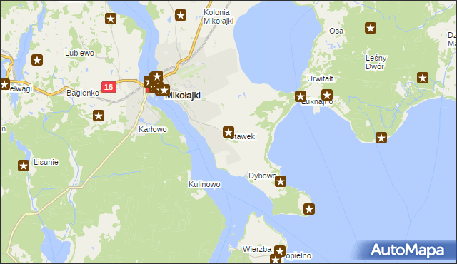 mapa Stawek gmina Mikołajki, Stawek gmina Mikołajki na mapie Targeo