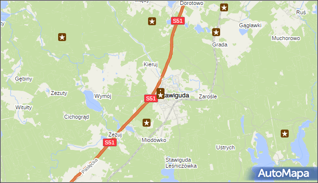 mapa Stawiguda, Stawiguda na mapie Targeo