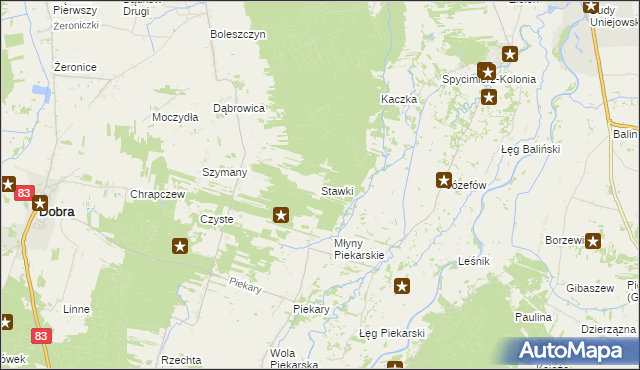 mapa Stawki gmina Dobra, Stawki gmina Dobra na mapie Targeo