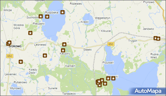 mapa Stawki gmina Węgorzewo, Stawki gmina Węgorzewo na mapie Targeo