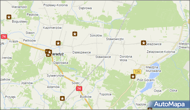 mapa Stawowice, Stawowice na mapie Targeo