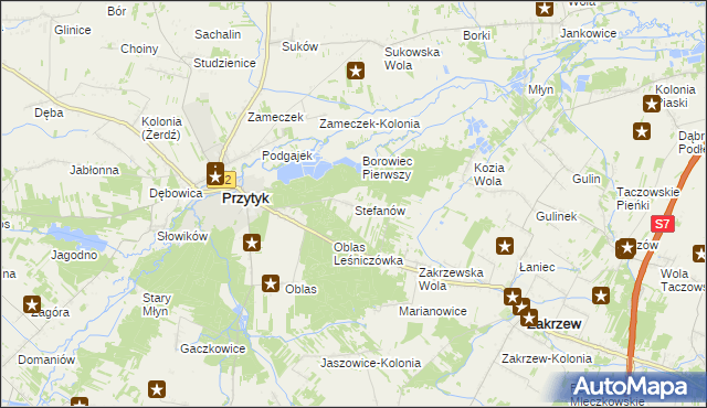 mapa Stefanów gmina Przytyk, Stefanów gmina Przytyk na mapie Targeo