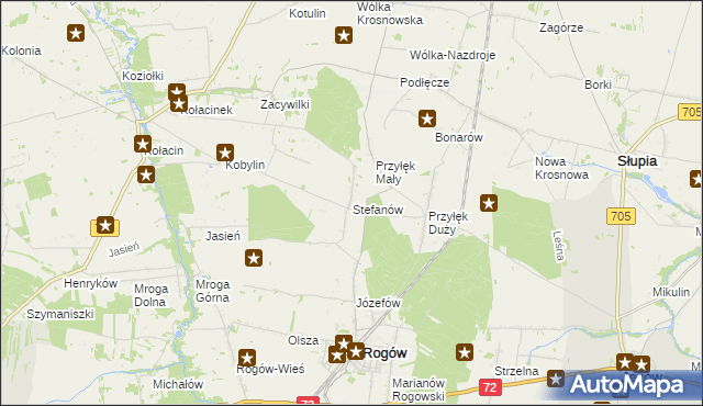 mapa Stefanów gmina Rogów, Stefanów gmina Rogów na mapie Targeo