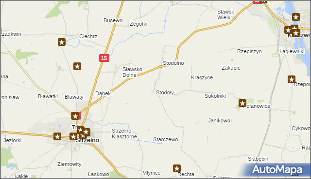 mapa Stodoły gmina Strzelno, Stodoły gmina Strzelno na mapie Targeo