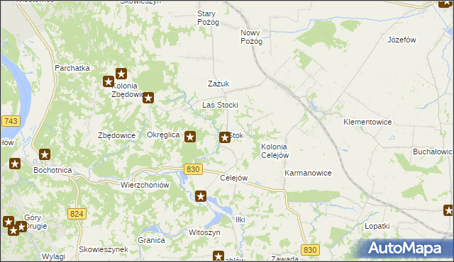 mapa Stok gmina Końskowola, Stok gmina Końskowola na mapie Targeo