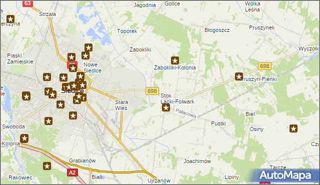 mapa Stok Lacki-Folwark, Stok Lacki-Folwark na mapie Targeo