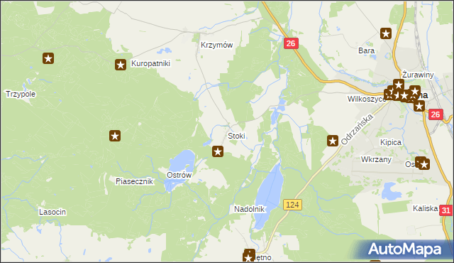 mapa Stoki gmina Chojna, Stoki gmina Chojna na mapie Targeo