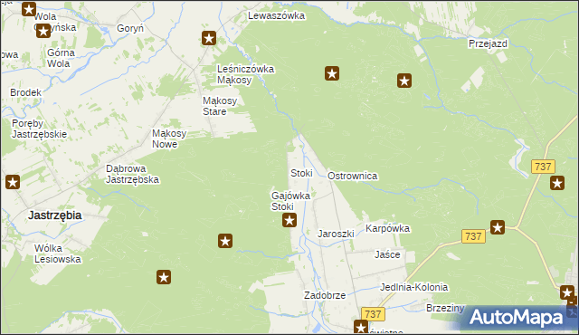 mapa Stoki gmina Pionki, Stoki gmina Pionki na mapie Targeo