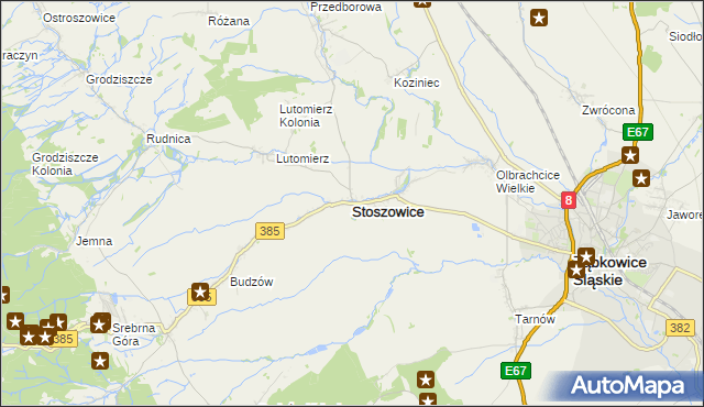 mapa Stoszowice, Stoszowice na mapie Targeo