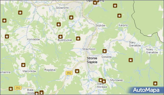 mapa Strachocin gmina Stronie Śląskie, Strachocin gmina Stronie Śląskie na mapie Targeo