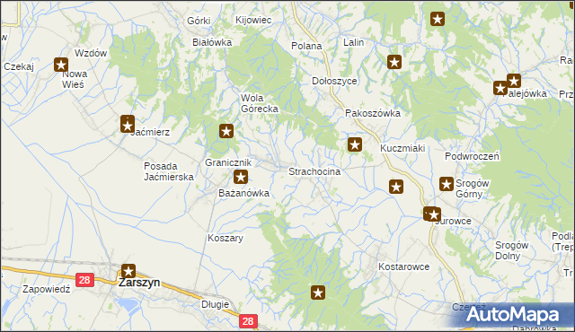 mapa Strachocina, Strachocina na mapie Targeo